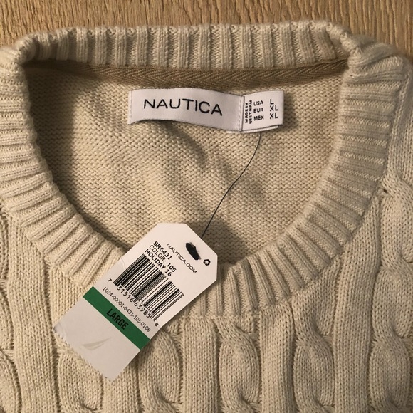 NAUTICA Men’s Striped cable front sweater - Picture 3 of 5